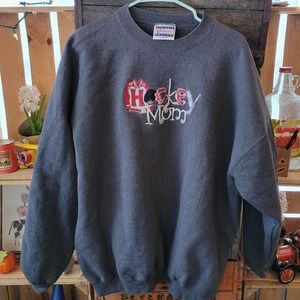 Womens 2000s Hockey Mom Pullover Crewneck Sweater